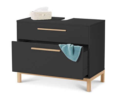 Tchibo - Waschbeckenunterschrank »Eklund« mit 2 Schubladen - 82x42x66cm - anthrazit - Holz / Eichenholz