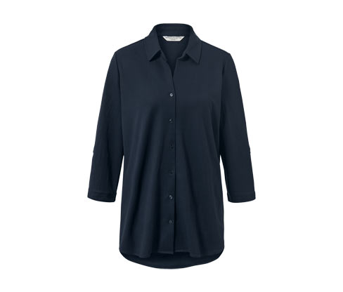Tchibo - Piqué-Jerseybluse - Damen - Gr. 42 - dunkelblau