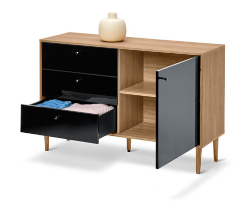 Tchibo - Kommode »Bekeson« - 119,5x40x79,5cm - anthrazit - Echtholzfurnier / Holz / Eichenholz