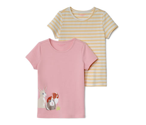 Tchibo - 2 Kleinkind-T-Shirts - Mädchen - Gr. 98/104 - weiß/gestreift