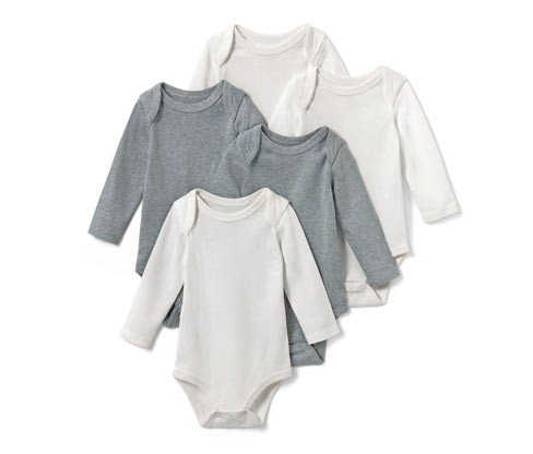Tchibo - 5 Baby-Langarmbodys - Herren - Gr. 98/104 - grau