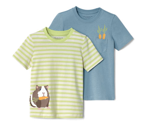 Tchibo - 2 Kleinkind-T-Shirts - Herren - Gr. 122/128 - hellblau/print