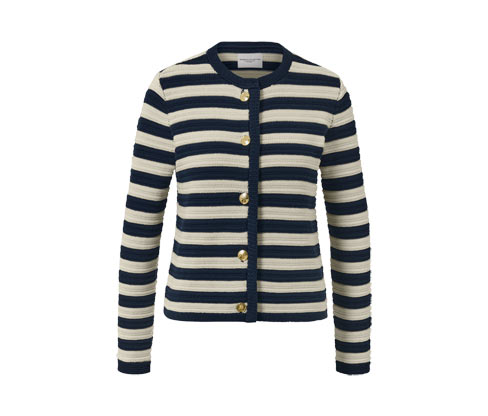 Tchibo - Cardigan aus Strukturstrick - Damen - Gr. 42 - dunkelblau/gestreift