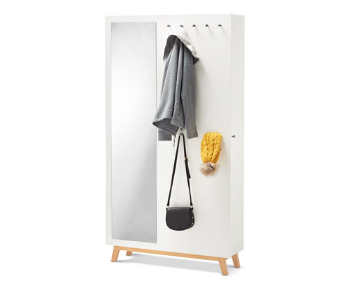 Tchibo - Multifunktionaler Flurschrank - 98,5x30,5x190cm - silber - Holz / Eschen-Massivholz / Metall