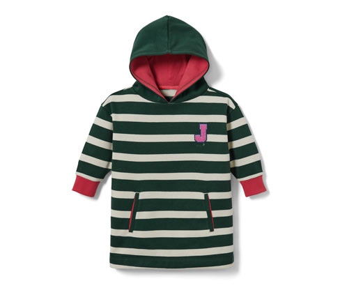 Tchibo - Longsweater mit Kapuze - Mädchen - Gr. 122/128 - weiß/gestreift