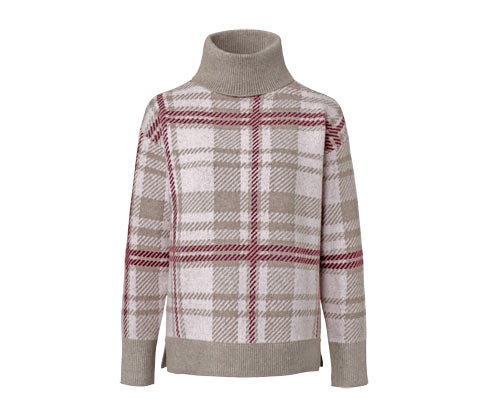 Tchibo - Strickpullover mit Rollkragen - Damen - Gr. L - weiß/jacquard