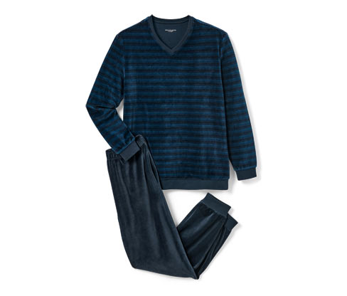 Tchibo - Nicki-Pyjama - Herren - Gr. L - dunkelblau/gestreift