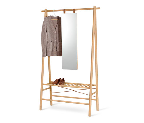 Tchibo - Garderobe mit Spiegel - 113x45,5x181cm - naturfarben - Bambusholz / Glas / Polyurethan