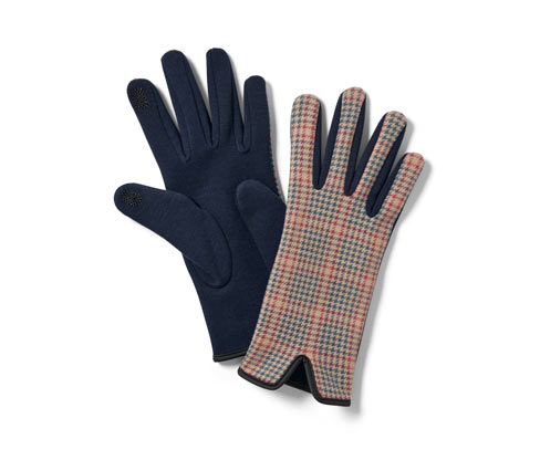 Tchibo - Sweathandschuhe - Damen - Gr. 8 - dunkelblau/kariert
