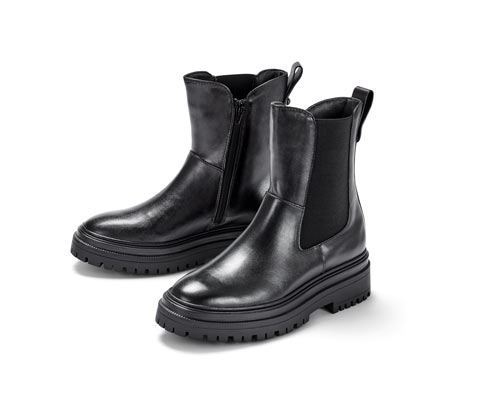 Tchibo - Leder-Boots - Damen - Gr. 37 - schwarz