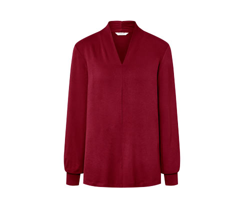 Tchibo - Langarmshirt mit V-Ausschnitt - Damen - Gr. M - bordeaux