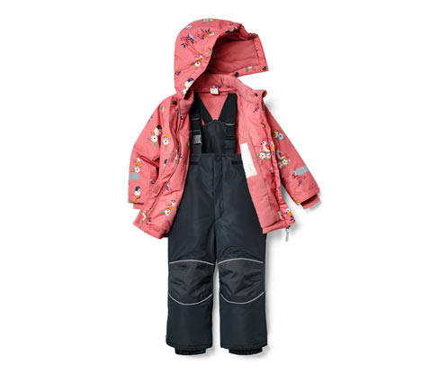 Tchibo - 2-teilige Schneekombi - Mädchen - Gr. 98/104 - dunkelblau/geblümt
