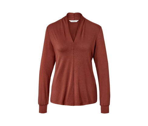 Tchibo - Blusenshirt mit V-Ausschnitt - Damen - Gr. M - braun