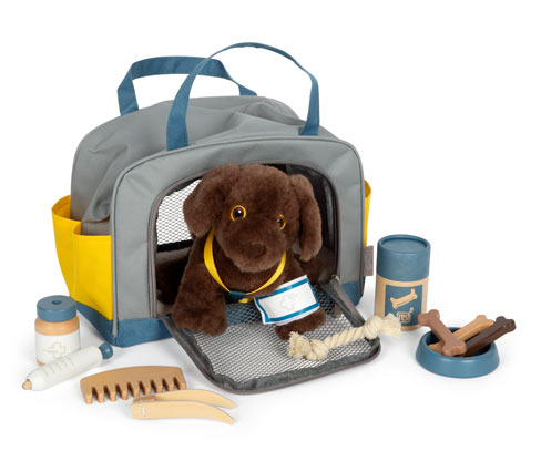 Thumbnail - small foot Hund mit Tasche und Pflege-Set - mehrfarbig