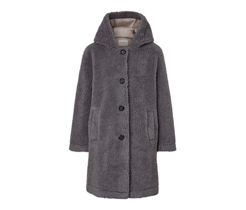 Tchibo - Teddymantel mit Kapuze - Damen - Gr. 38 - grau