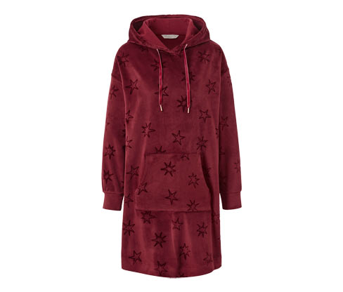 Tchibo - Nicki-Loungewear-Kleid - Damen - Gr. XL - weinrot