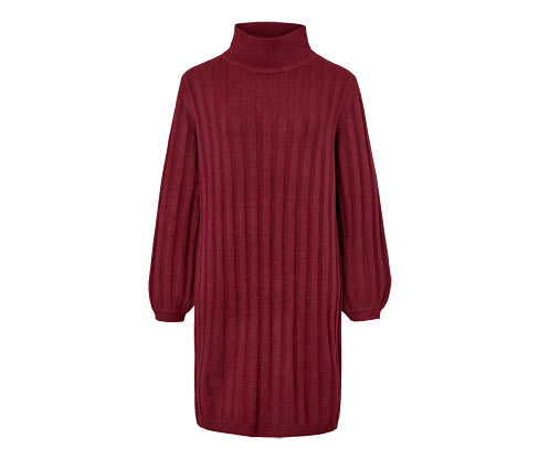 Tchibo - Geripptes Strickkleid mit Stehkragen - Damen - Gr. L - bordeaux
