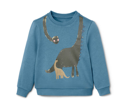 Tchibo - Kinder-Sweater mit Dino-Applikation - Herren - Gr. 98/104 - blau