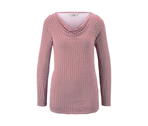 Tchibo - Shirt mit Wasserfall-Ausschnitt - Damen - Gr. S - dunkelrot/print