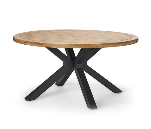 Tchibo - Teak-Esstisch mit modernem X-Fuß - 1x84x158cm - schwarz - Holz / Aluminium / Stahl