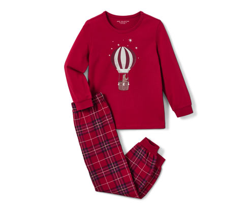 Tchibo - Kinder-Pyjama »Ballon« - Herren - Gr. 98/104 - weiß/kariert