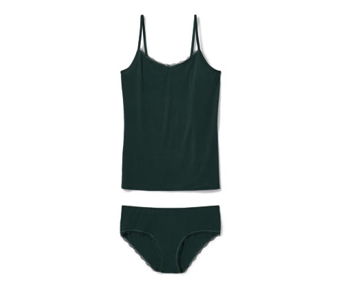 Tchibo - Hemdchen-Slip-Set - Damen - Gr. S - dunkelgrün