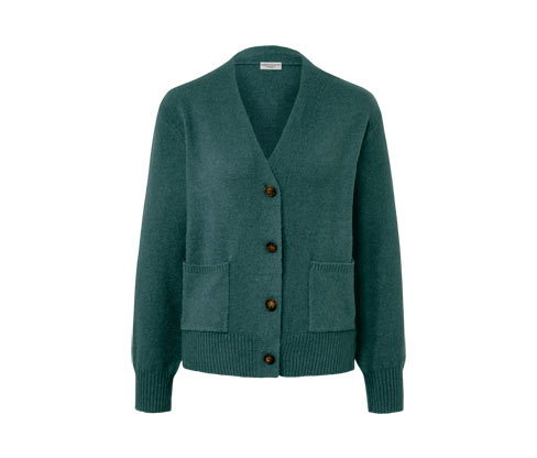 Tchibo - Strickjacke mit Wolle - Damen - Gr. L - dunkelgrün