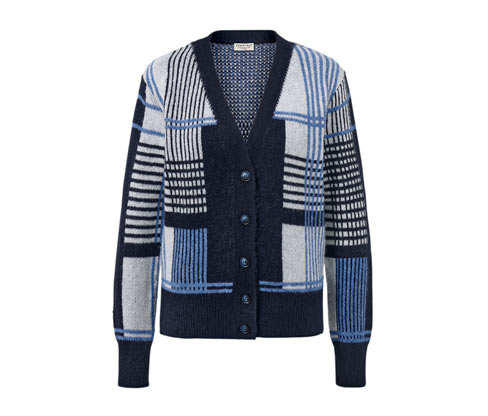 Tchibo - Grobstrick-Cardigan - Damen - Gr. XS - creme/kariert