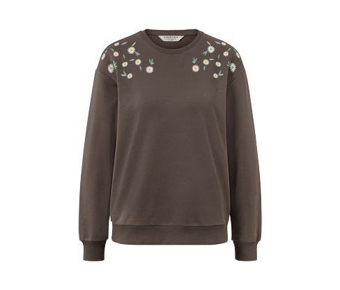 Tchibo - Sweatshirt mit Stickerei - Damen - Gr. XS - creme