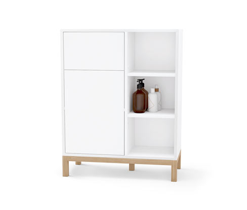 Tchibo - Bad-Sideboard - 70,5x35,5x90,5cm - braun - Holz / Eichenholz