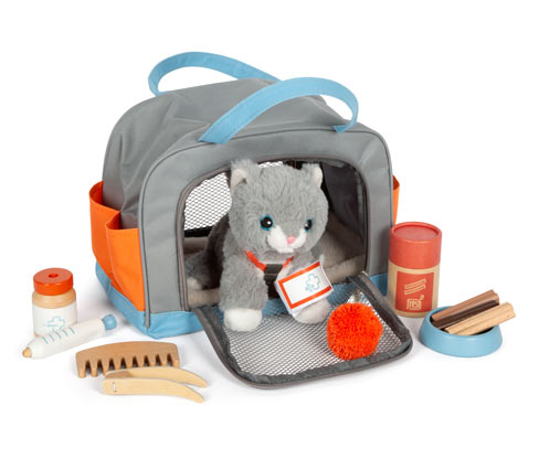 Thumbnail - small foot Katze mit Tasche und Pflege-Set - mehrfarbig