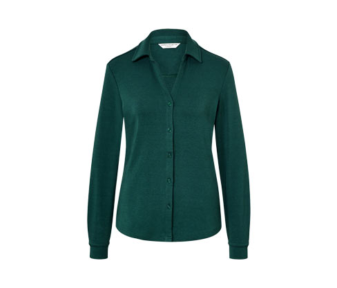 Tchibo - Blusenshirt mit Knopfleiste - Damen - Gr. L - dunkelgrün