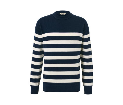 Tchibo - Pullover mit Rundhalsausschnitt - Herren - Gr. S - dunkelblau/gestreift