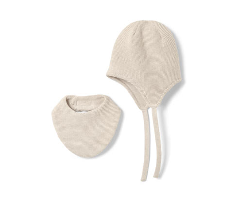 Tchibo - Baby-Strickmütze-und-Strickschal - Herren - Gr. 45-48 - beige