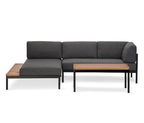 Tchibo - Lounge-Ecke »Elin« - 250,5x151,5x77cm - anthrazit - Aluminium / Eukalyptus-Massivholz / Stahl
