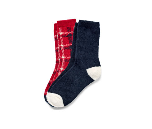 Tchibo - 2 Paar Kuschelsocken - Damen - Gr. 39-42 - weiß/kariert