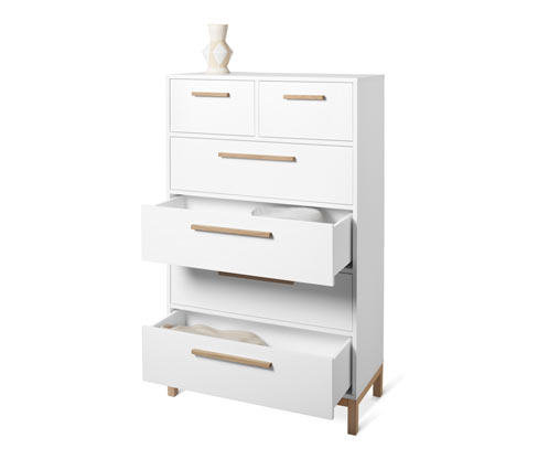 Tchibo - Highboard »Eklund« mit Schubladen - 80x38x130,5cm - braun - Holz / Eichenholz / Filz