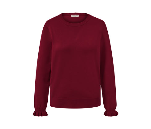 Tchibo - Feinstrickpullover mit Rüschendetail - Damen - Gr. XXL - bordeaux
