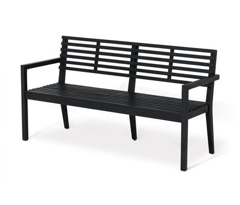 Tchibo - Gartenbank mit Armlehne - 165x57,5x87,5cm - schwarz - Akazienholz / Stahl / Polypropylen