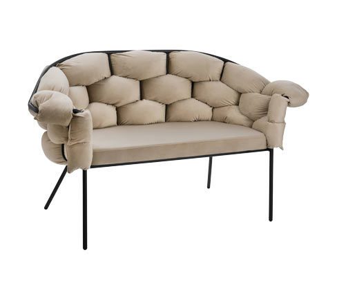 Eglo 2er-Sofa »Manambolosy« - 130x80x65cm - schwarz - Polyester / Schaumstoff / Metall