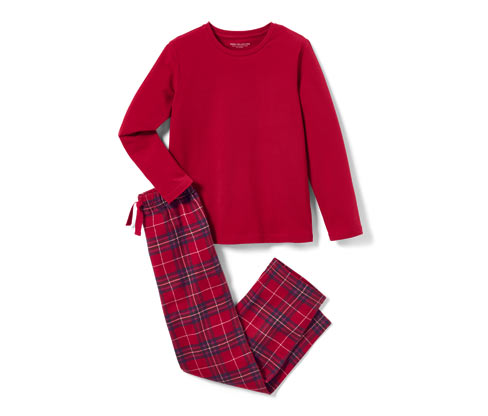 Tchibo - Kinder-Flanell-Pyjama - Herren - Gr. 134/140 - weiß/kariert