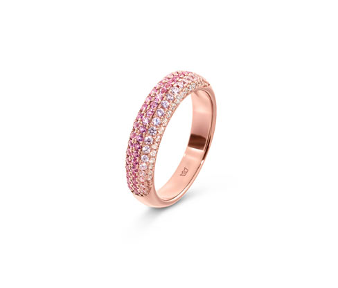 Tchibo - 925 Silber Ring pavé - Damen - Gr. 17 - rosa
