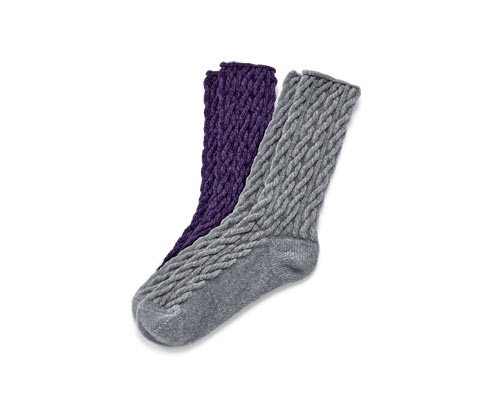Tchibo - 2 Paar Kuschelsocken mit Zopfmuster - Damen - Gr. 35-38 - hellgrau