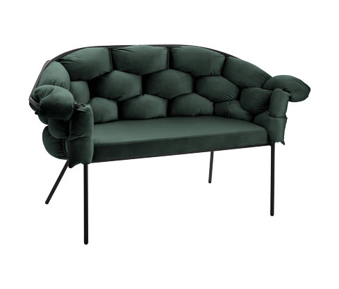 Eglo 2er-Sofa »Manambolosy« - 130x80x65cm - schwarz - Polyester / Schaumstoff / Metall