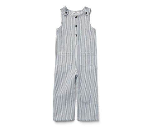 Tchibo - Kinder-Web-Latzhose - Herren - Gr. 86/92 - weiß/gestreift