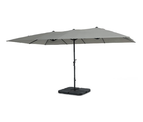 Leco Doppel-Sonnenschirm - 158x16x45cm - hellgrau - Aluminium / Polyester / Stahl
