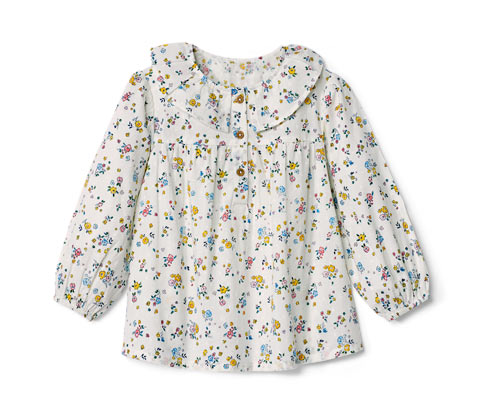 Tchibo - Kinder-Bluse - Mädchen - Gr. 110/116 - creme/geblümt