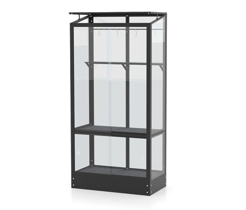 Vitavia Balkongewächshaus mit Standfundament - 81x43x165cm - schwarz - Aluminium / Stahl / Glas