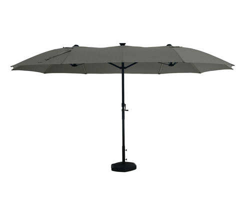 Leco Doppel-Sonnenschirm* mit LED-Beleuchtung - 145x16x45cm - anthrazit - Aluminium / Fiberglas / Polyester