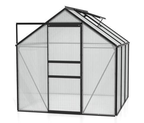 Vitavia Einsteiger-Gewächshaus inkl. Fundamentrahmen - 195x195x197cm - schwarz - Aluminium / Stahl / Kunststoff